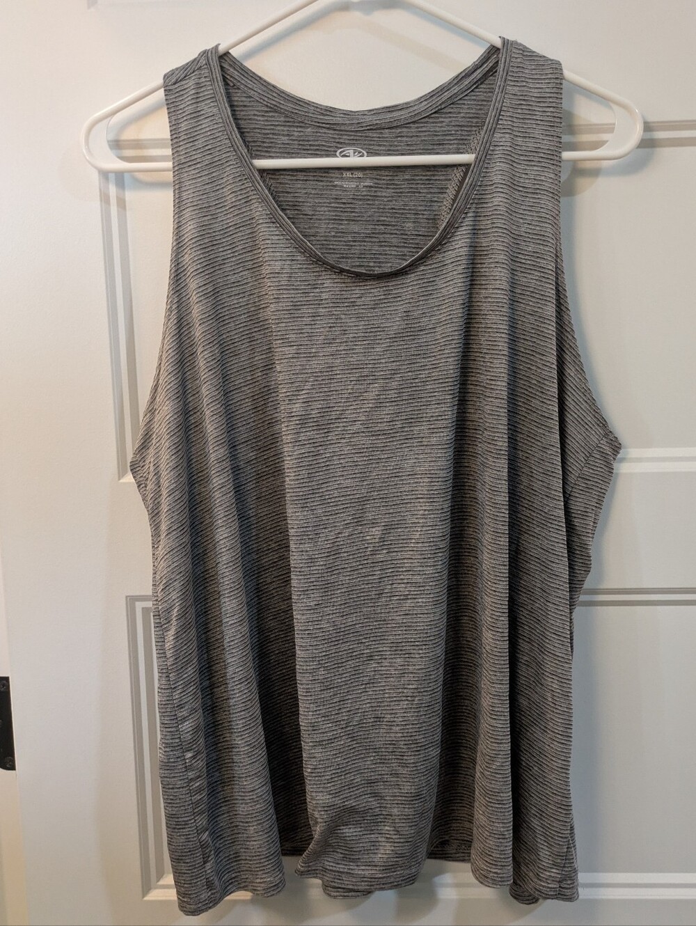 🔴 3/$15 Athletic Works Gray Striped Scoop Neck Tank